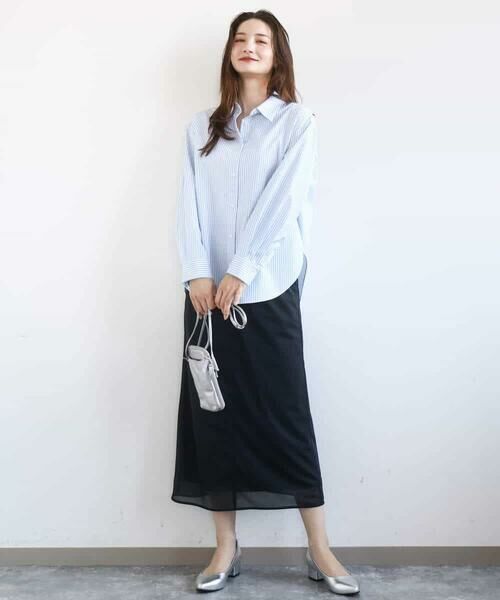 Maison de CINQ / メゾン ドゥ サンク シャツ・ブラウス | 【小さいサイズ】コットン混ベーシックシャツ（ストライプ）/接触冷感/防シワ/洗濯機で洗える | 詳細8