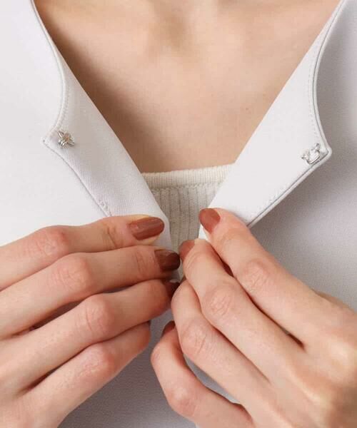 Maison de CINQ / メゾン ドゥ サンク ノーカラージャケット | 【小さいサイズ】ダブルクロス テントラインノーカラージャケット/セットアップ対応/防シワ/ストレッチ/洗える | 詳細15