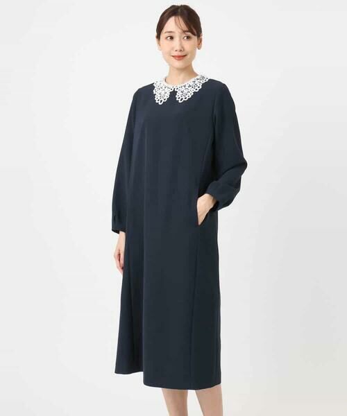 Maison de CINQ / メゾン ドゥ サンク ロング・マキシ丈ワンピース | 【小さいサイズ】レース襟付きサックワンピース/防シワ/洗える | 詳細11