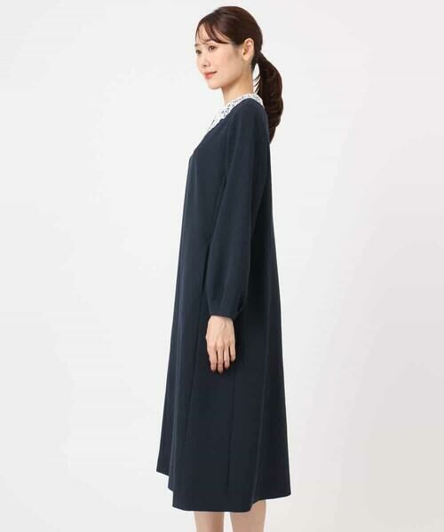 Maison de CINQ / メゾン ドゥ サンク ロング・マキシ丈ワンピース | 【小さいサイズ】レース襟付きサックワンピース/防シワ/洗える | 詳細12