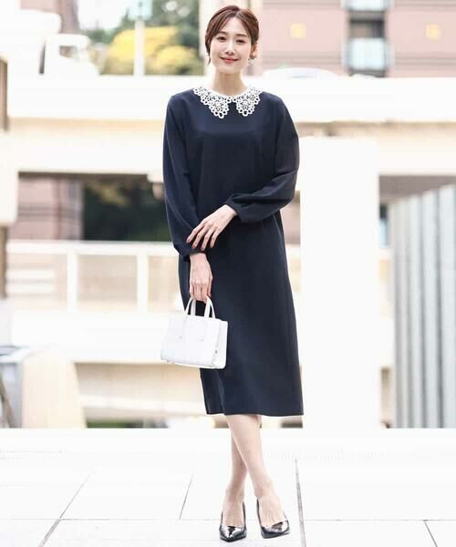 Maison de CINQ / メゾン ドゥ サンク ロング・マキシ丈ワンピース | 【小さいサイズ】レース襟付きサックワンピース/防シワ/洗える | 詳細3