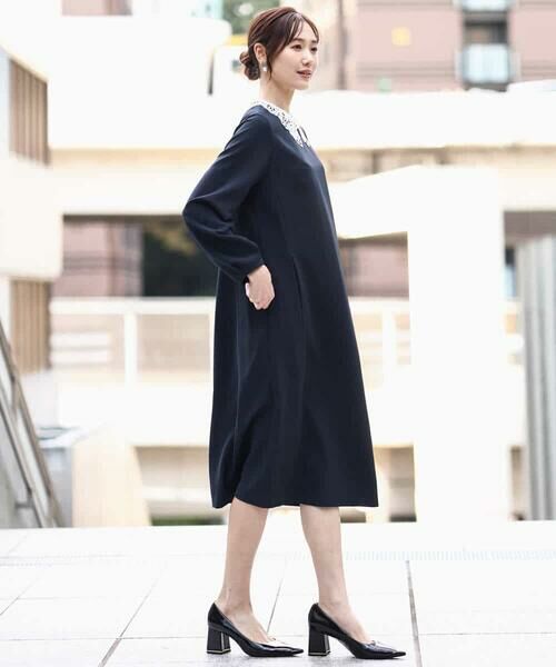 Maison de CINQ / メゾン ドゥ サンク ロング・マキシ丈ワンピース | 【小さいサイズ】レース襟付きサックワンピース/防シワ/洗える | 詳細5