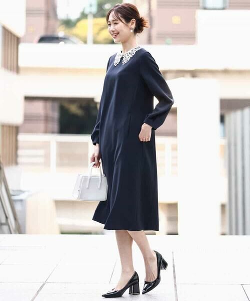 Maison de CINQ / メゾン ドゥ サンク ロング・マキシ丈ワンピース | 【小さいサイズ】レース襟付きサックワンピース/防シワ/洗える | 詳細6