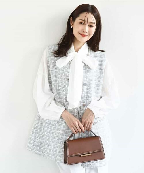 Maison de CINQ / メゾン ドゥ サンク ベスト | 【小さいサイズ】ツイードジレ/洗える（ライトブルー）