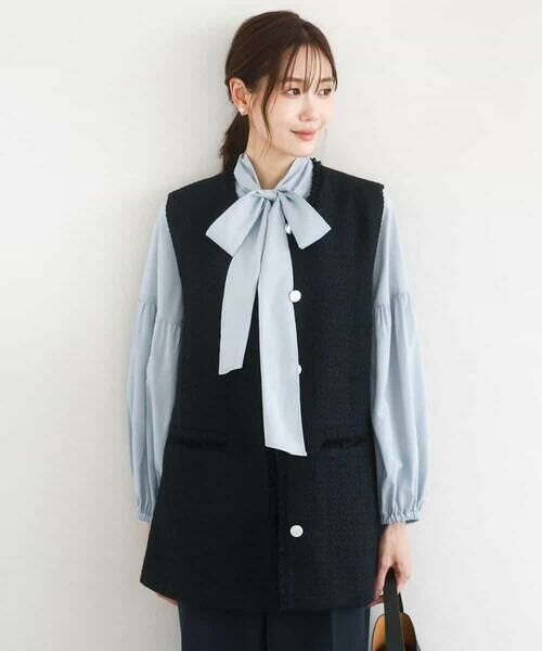 Maison de CINQ / メゾン ドゥ サンク ベスト | 【小さいサイズ】ツイードジレ/洗える（ネイビー）