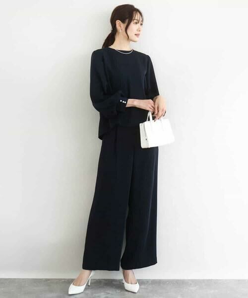 Maison de CINQ / メゾン ドゥ サンク チノ・ワークパンツ | 【小さいサイズ】共地ベルト付きワイドパンツ/撥水/防シワ/洗える | 詳細1