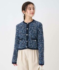 Maison de CINQ / メゾン ドゥ サンク ノーカラージャケット | 【小さいサイズ】ツイードニットジャケット/洗える