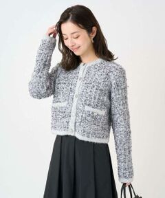 Maison de CINQ / メゾン ドゥ サンク ノーカラージャケット | 【小さいサイズ】ツイードニットジャケット/洗える