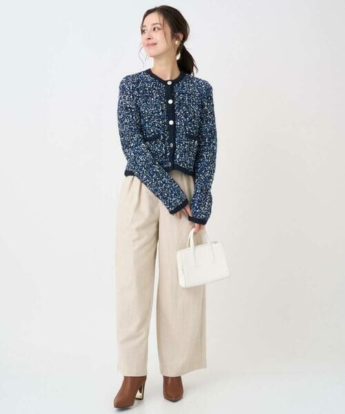 Maison de CINQ / メゾン ドゥ サンク ノーカラージャケット | 【小さいサイズ】ツイードニットジャケット/洗える | 詳細19