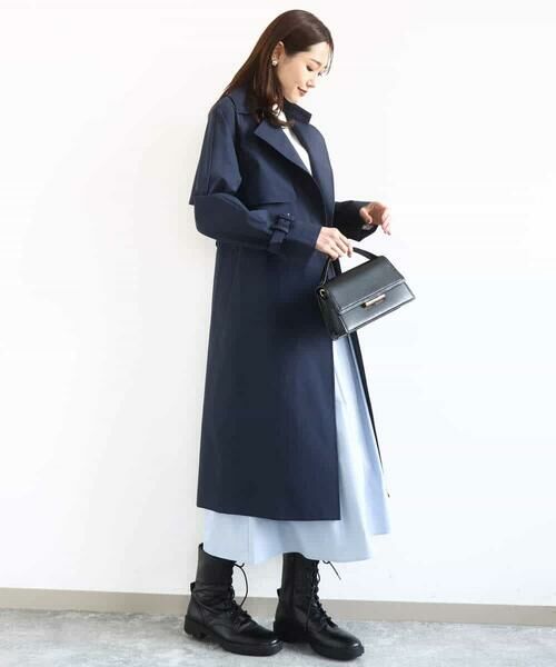 Maison de CINQ / メゾン ドゥ サンク トレンチコート | 【小さいサイズ】トレンチディティールロングコート/撥水/洗える | 詳細1
