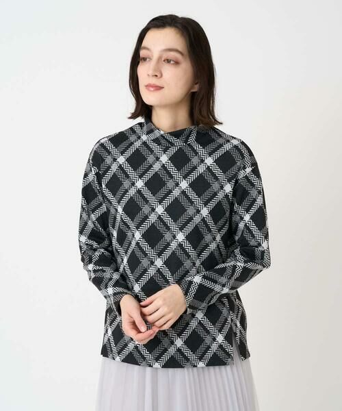 Maison de CINQ / メゾン ドゥ サンク カットソー | へリンボンラインジャガードハイネックカットソー（ブラック）