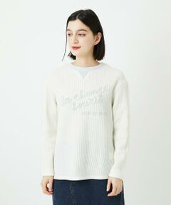 Maison de CINQ / メゾン ドゥ サンク カットソー | ラメニットテープロゴ刺繍プルオーバー