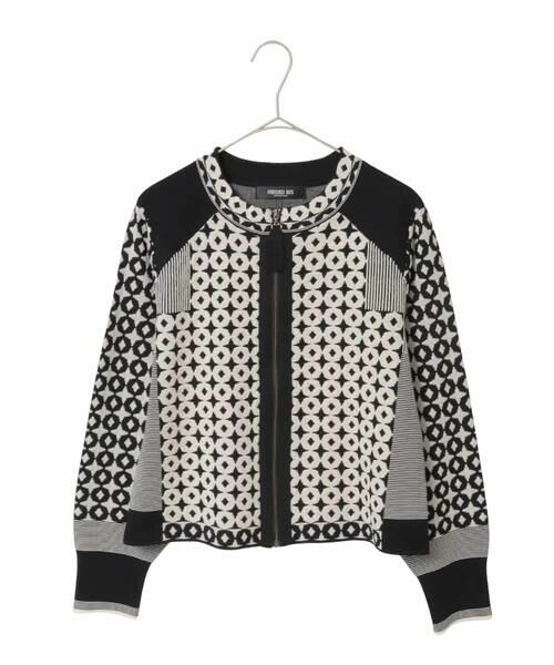 Maison de CINQ / メゾン ドゥ サンク カーディガン・ボレロ | 【小さいサイズ】ジャカード×インターシャ幾何柄ニットカーディガン | 詳細18