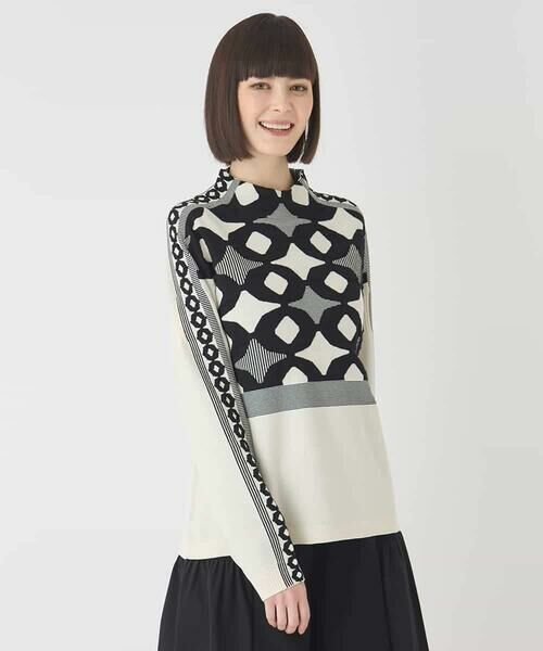 Maison de CINQ / メゾン ドゥ サンク ニット・セーター | 【小さいサイズ】ジャカード×インターシャ幾何柄ニットプルオーバー | 詳細7