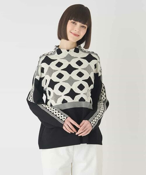 Maison de CINQ / メゾン ドゥ サンク ニット・セーター | 【小さいサイズ】ジャカード×インターシャ幾何柄ニットプルオーバー | 詳細8