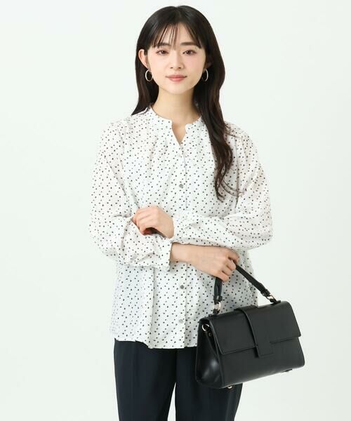 Maison de CINQ / メゾン ドゥ サンク シャツ・ブラウス | 【小さいサイズ】ミニトライアングル幾何柄ブラウス/接触冷感/UVカット/洗濯機で洗える | 詳細1