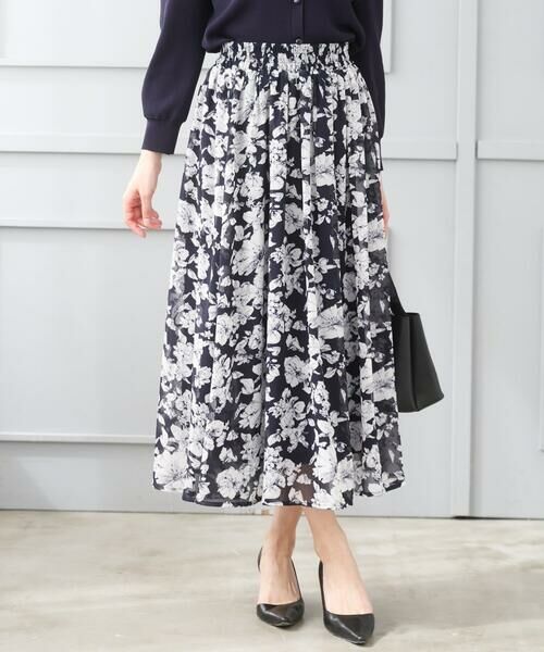 Maison de CINQ / メゾン ドゥ サンク ロング・マキシ丈スカート | 【小さいサイズ】花柄シフォンスカート/丈の長さが選べる/洗濯機で洗える/セットアップ対応 | 詳細1