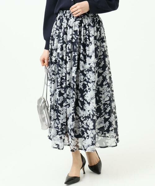 Maison de CINQ / メゾン ドゥ サンク ロング・マキシ丈スカート | 【小さいサイズ】花柄シフォンスカート/丈の長さが選べる/洗濯機で洗える/セットアップ対応 | 詳細2