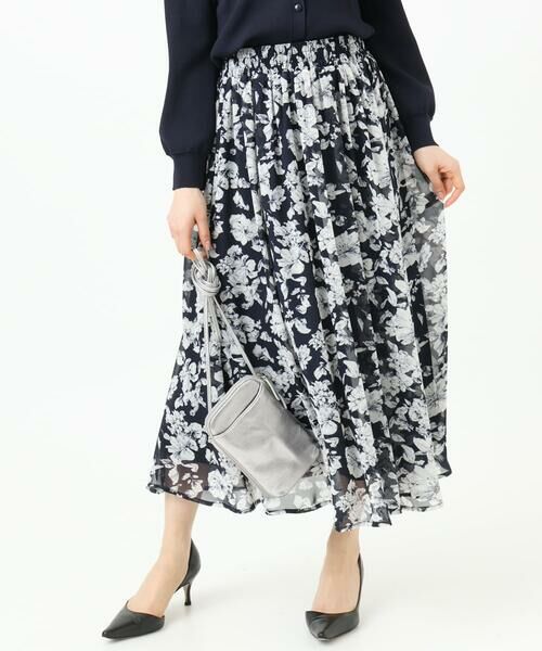 Maison de CINQ / メゾン ドゥ サンク ロング・マキシ丈スカート | 【小さいサイズ】花柄シフォンスカート/丈の長さが選べる/洗濯機で洗える/セットアップ対応 | 詳細3