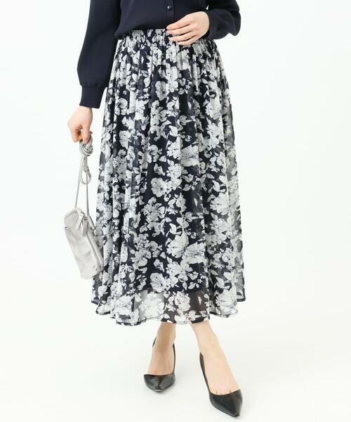 Maison de CINQ / メゾン ドゥ サンク ロング・マキシ丈スカート | 【小さいサイズ】花柄シフォンスカート/丈の長さが選べる/洗濯機で洗える/セットアップ対応 | 詳細4