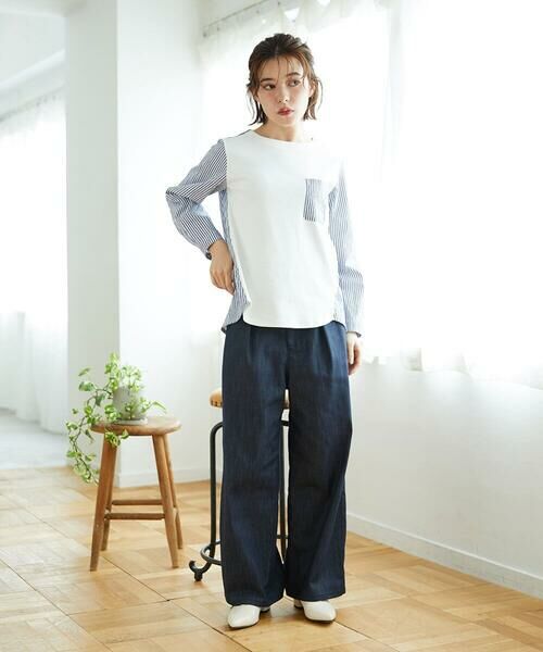 Maison de CINQ / メゾン ドゥ サンク カットソー | [セットアップ対応]ストライプキャッチワッシャーTブラウス | 詳細17