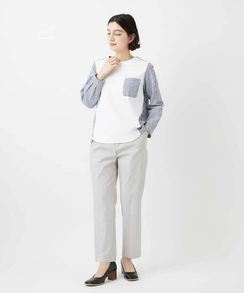 Maison de CINQ / メゾン ドゥ サンク カットソー | [セットアップ対応]ストライプキャッチワッシャーTブラウス | 詳細24