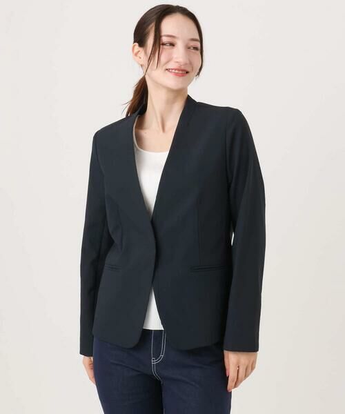 Maison de CINQ / メゾン ドゥ サンク セットアップ | 【小さいサイズ】ドライタッチストレッチ カラーレスジャケット/イージーケア/洗濯機で洗える | 詳細1