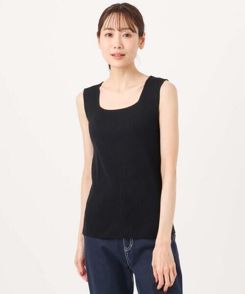 Maison de CINQ / メゾン ドゥ サンク タンクトップ | 【小さいサイズ】スクエアネックリブニットタンクトップ/UVカット/洗える | 詳細1