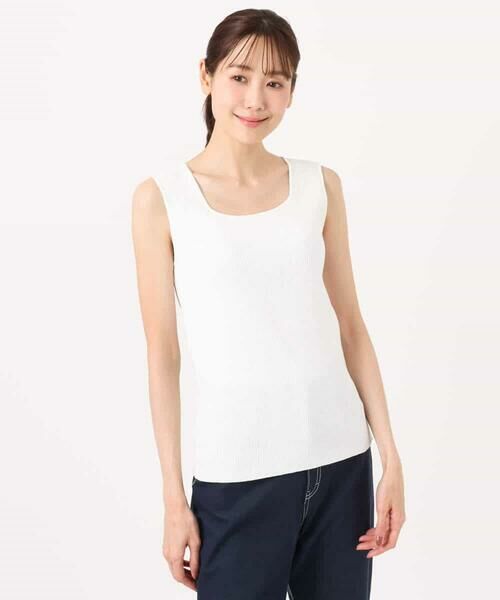 Maison de CINQ / メゾン ドゥ サンク タンクトップ | 【小さいサイズ】スクエアネックリブニットタンクトップ/UVカット/洗える | 詳細2
