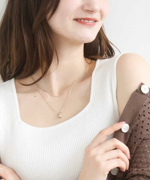 Maison de CINQ / メゾン ドゥ サンク タンクトップ | 【小さいサイズ】スクエアネックリブニットタンクトップ/UVカット/洗える（ホワイト（無地））