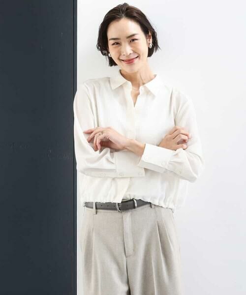 Maison de CINQ / メゾン ドゥ サンク シャツ・ブラウス | [小さいサイズ]シアータッチ ドローストリングシャツブラウス（アイボリー）