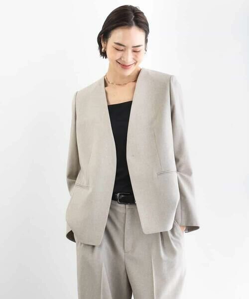 Maison de CINQ / メゾン ドゥ サンク セットアップ | [小さいサイズ][セットアップ対応]ツイードライク　ノーカラージャケット | 詳細1