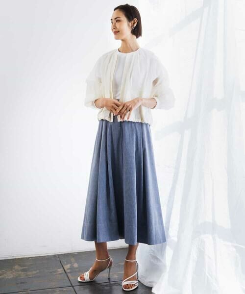 Maison de CINQ / メゾン ドゥ サンク ロング・マキシ丈スカート | [小さいサイズ]デニムライクシャンブレー Aラインスカート | 詳細10