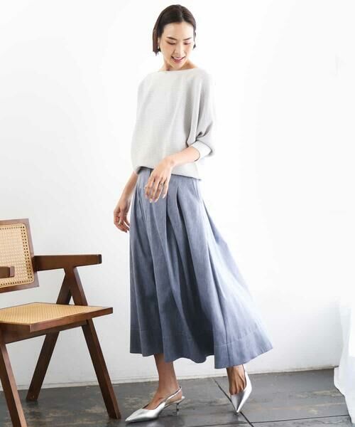 Maison de CINQ / メゾン ドゥ サンク ロング・マキシ丈スカート | [小さいサイズ]デニムライクシャンブレー Aラインスカート | 詳細11
