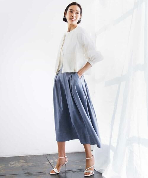 Maison de CINQ / メゾン ドゥ サンク ロング・マキシ丈スカート | [小さいサイズ]デニムライクシャンブレー Aラインスカート | 詳細15