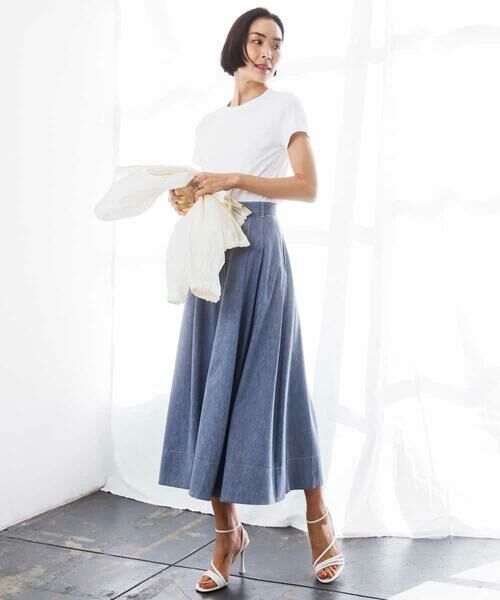 Maison de CINQ / メゾン ドゥ サンク ロング・マキシ丈スカート | [小さいサイズ]デニムライクシャンブレー Aラインスカート | 詳細16