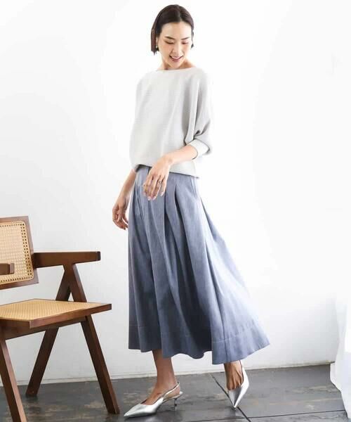 Maison de CINQ / メゾン ドゥ サンク ロング・マキシ丈スカート | [小さいサイズ]デニムライクシャンブレー Aラインスカート | 詳細22