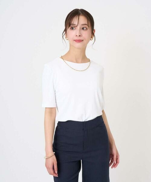 Maison de CINQ / メゾン ドゥ サンク カットソー | [小さいサイズ][遮熱効果素材]ステッチレス五分袖プルオーバー | 詳細11