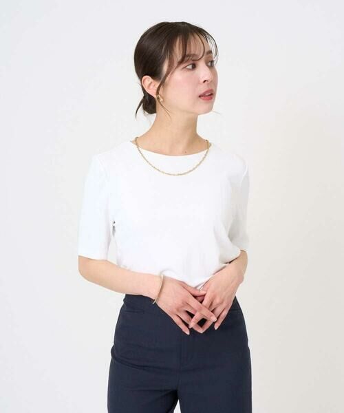 Maison de CINQ / メゾン ドゥ サンク カットソー | [小さいサイズ][遮熱効果素材]ステッチレス五分袖プルオーバー | 詳細12