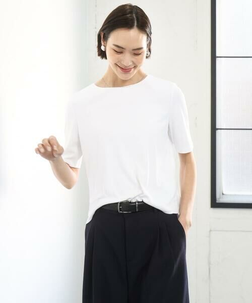 Maison de CINQ / メゾン ドゥ サンク カットソー | [小さいサイズ][遮熱効果素材]ステッチレス五分袖プルオーバー | 詳細13