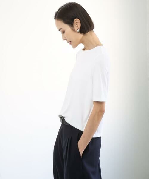 Maison de CINQ / メゾン ドゥ サンク カットソー | [小さいサイズ][遮熱効果素材]ステッチレス五分袖プルオーバー | 詳細14