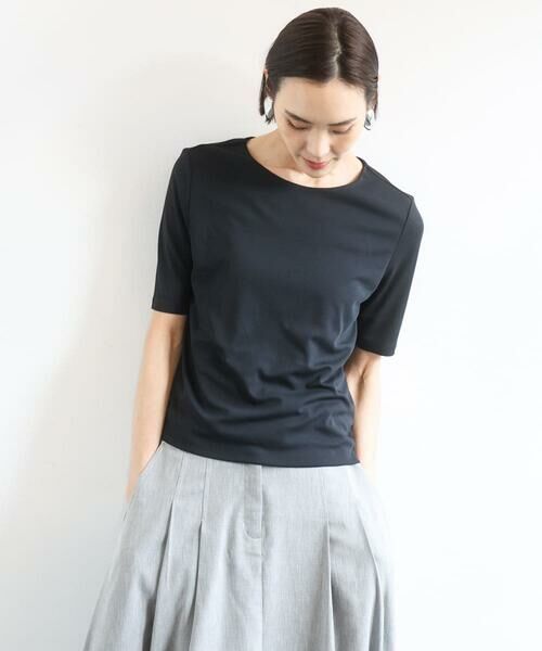 Maison de CINQ / メゾン ドゥ サンク カットソー | [小さいサイズ][遮熱効果素材]ステッチレス五分袖プルオーバー | 詳細8