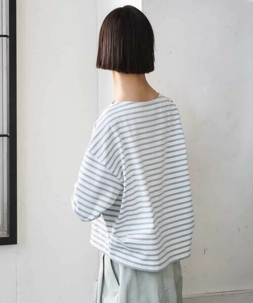 Maison de CINQ / メゾン ドゥ サンク カットソー | [小さいサイズ]タックデザイン バスクボーダーTシャツ | 詳細2