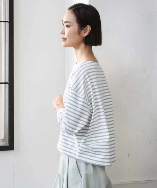 Maison de CINQ / メゾン ドゥ サンク カットソー | [小さいサイズ]タックデザイン バスクボーダーTシャツ | 詳細3