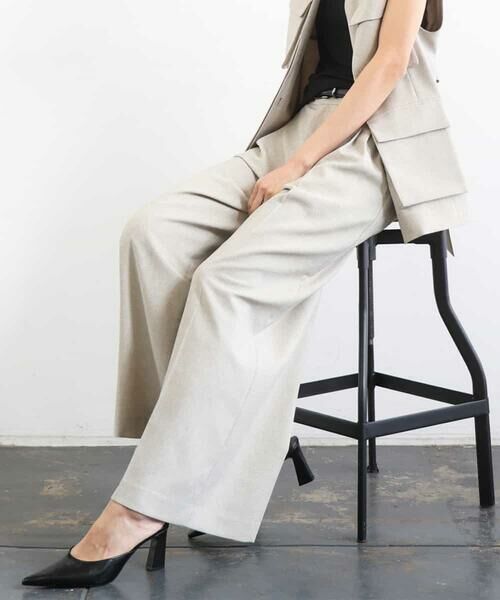 Maison de CINQ / メゾン ドゥ サンク その他パンツ | [小さいサイズ][セットアップ対応]ツイードライク　ワイドパンツ（ベージュ）