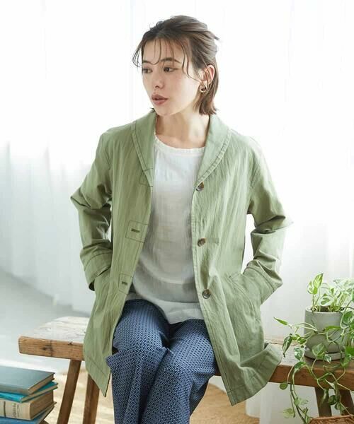 Maison de CINQ / メゾン ドゥ サンク セットアップ | コットンナチュラルワッシャージャケット（グリーン）