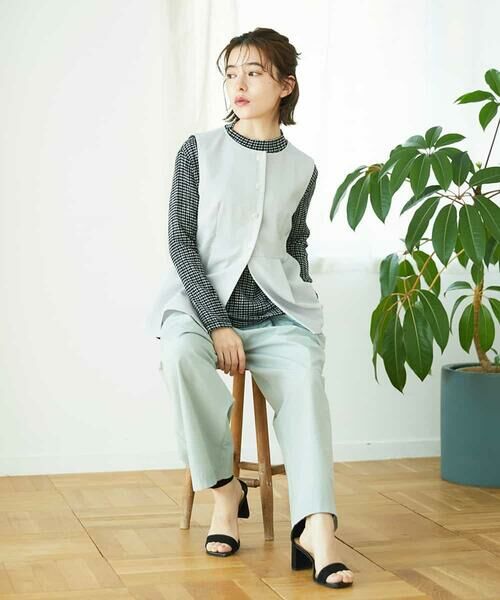 Maison de CINQ / メゾン ドゥ サンク ベスト | [セットアップ対応]リネンライクノーカラージレ | 詳細10