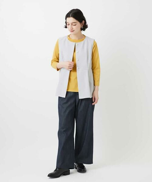 Maison de CINQ / メゾン ドゥ サンク ベスト | [セットアップ対応]リネンライクノーカラージレ | 詳細13