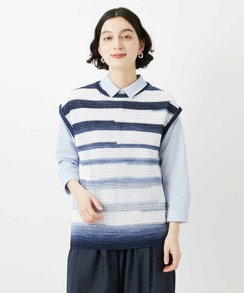 Maison de CINQ / メゾン ドゥ サンク ベスト | カスリボーダーニットベスト | 詳細5