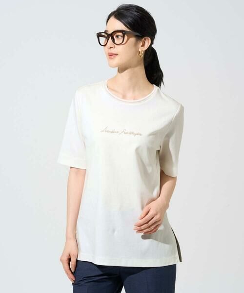 Maison de CINQ / メゾン ドゥ サンク カットソー | ビジューロゴカットソー（アイボリー）